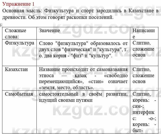 Русский язык и литература Учебник. Часть 1 Жанпейс У. 8 класс 2018 Упражнение 1