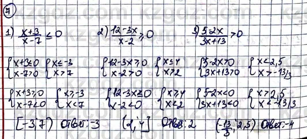 Алгебра Естественно-математическое направление Абылкасымова А. 10 класс 2019 Повторение 7