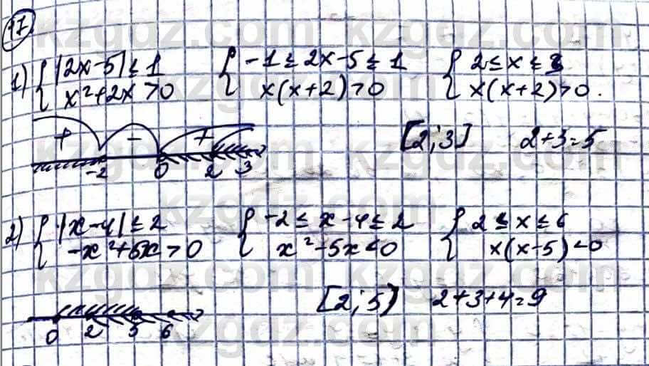 Алгебра Естественно-математическое направление Абылкасымова А. 10 класс 2019 Повторение 17