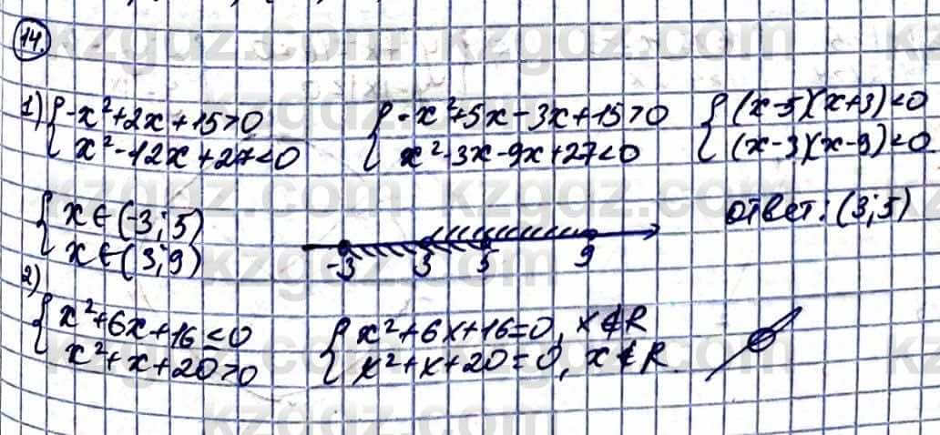 Алгебра Естественно-математическое направление Абылкасымова А. 10 класс 2019 Повторение 14