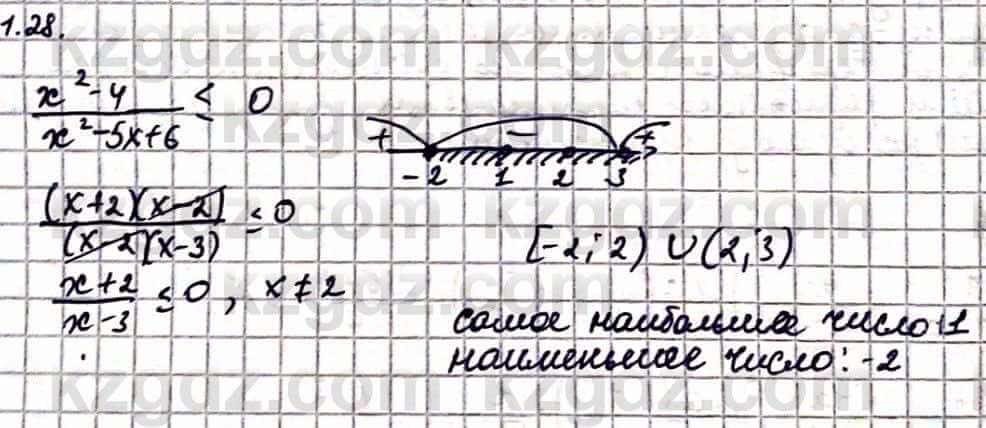 Алгебра Естественно-математическое направление Абылкасымова А. 10 класс 2019 Упражнение 1.28