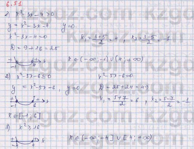 Алгебра Шыныбеков 9 класс 2019  Упражнение 6.51