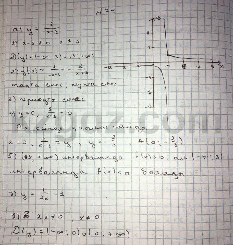 Алгебра Абылкасымова 10 класс Естественно-математическое направление  Упражнение 74