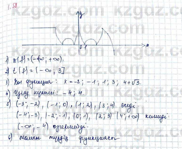 Алгебра и начало анализа ЕМН Шыныбеков 10 класс 2019  Упражнение 1.58