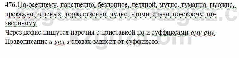 Русский язык Сабитова 6 класс 2018 Упражнение 476