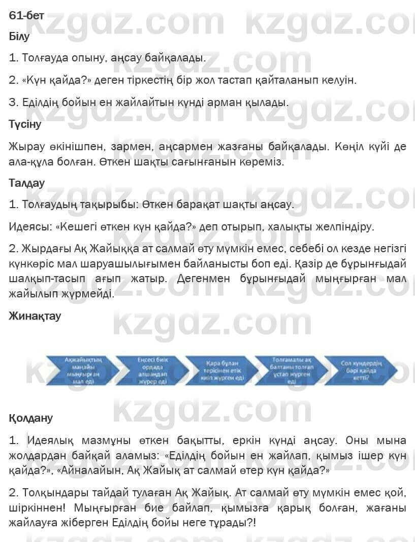Казахская литература Турсынгалиева 6 класс 2018  Упражнение 61 бет